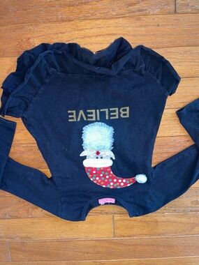 BELIEVE Navy Girls' Long Sleeve Ruffle Tee